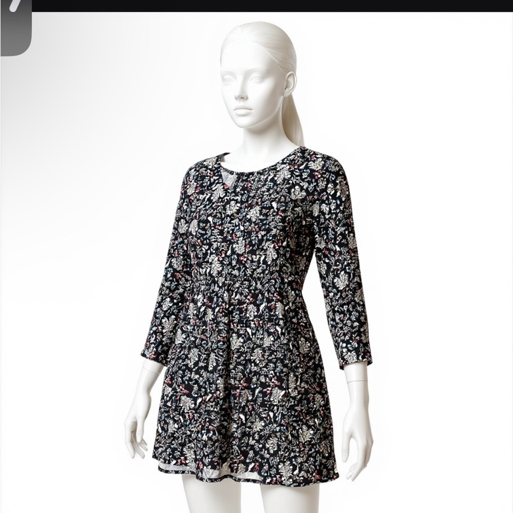 Old Navy Black Floral Long Sleeve Dress